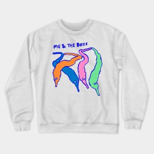 cute fuzzy worm on a string / me and the boys meme text Crewneck Sweatshirt